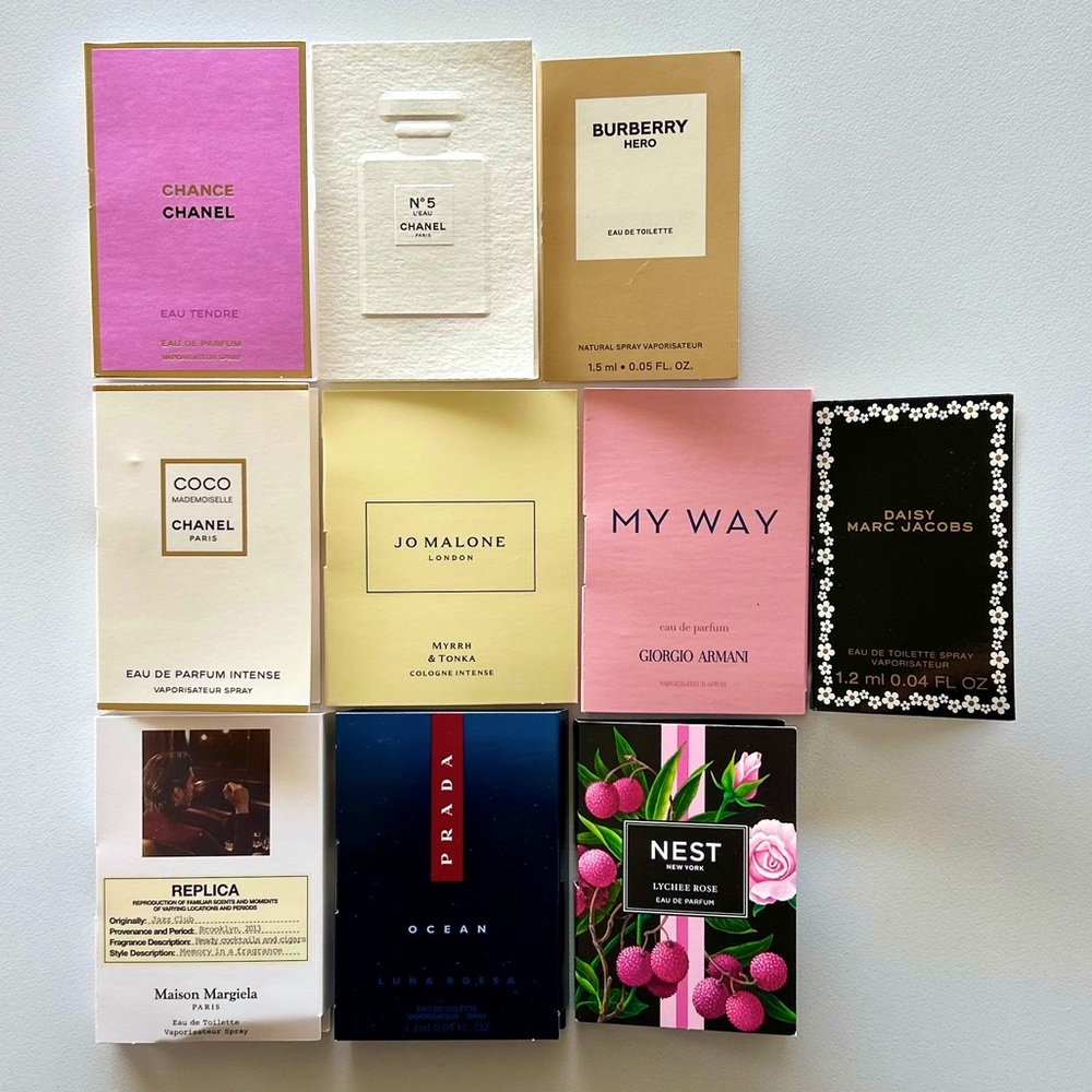 10-Piece Bundle Luxury Minis Chanel Chance, No. 5, Coco Mademoiselle, Prada, Etc